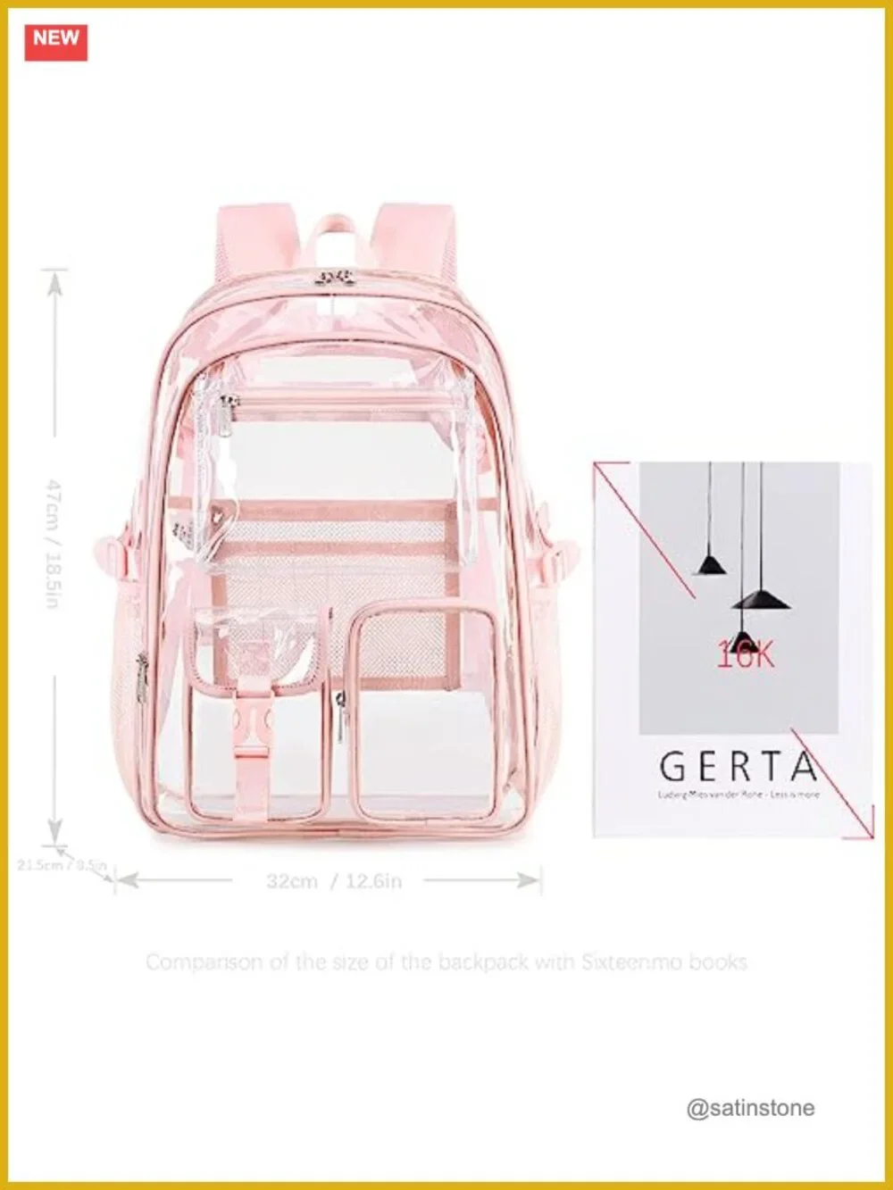 Large Clear PVC Backpack for School Travel Heavy Duty Transparent Daypack